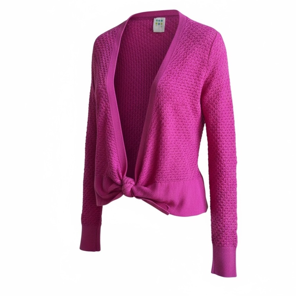Title Nine Hot Pink Washable Wool Tie-Front Cardigan Sweater Medium